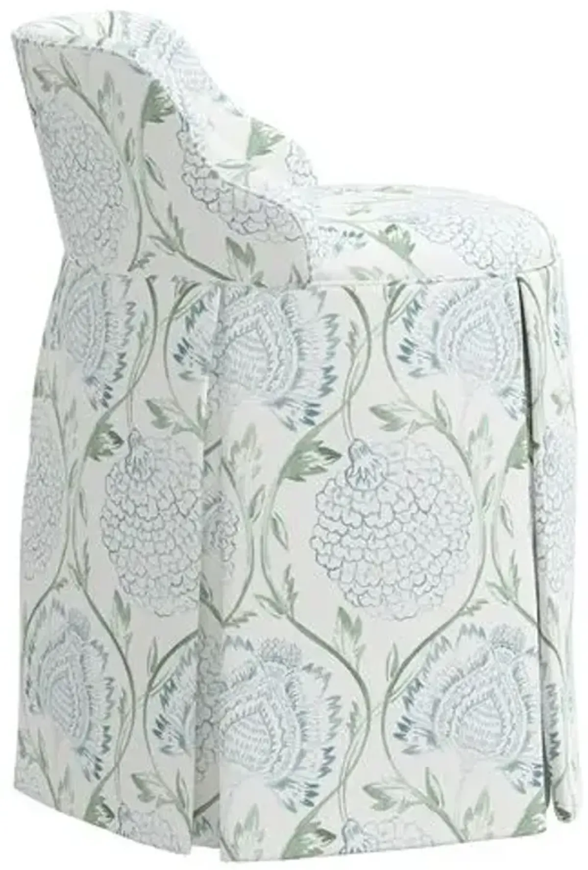 Addie Vanity Stool - Ranjit Floral - Green - Versatile, Comfortable, Functional