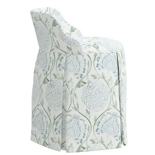 Addie Vanity Stool - Ranjit Floral - Green - Versatile, Comfortable, Functional