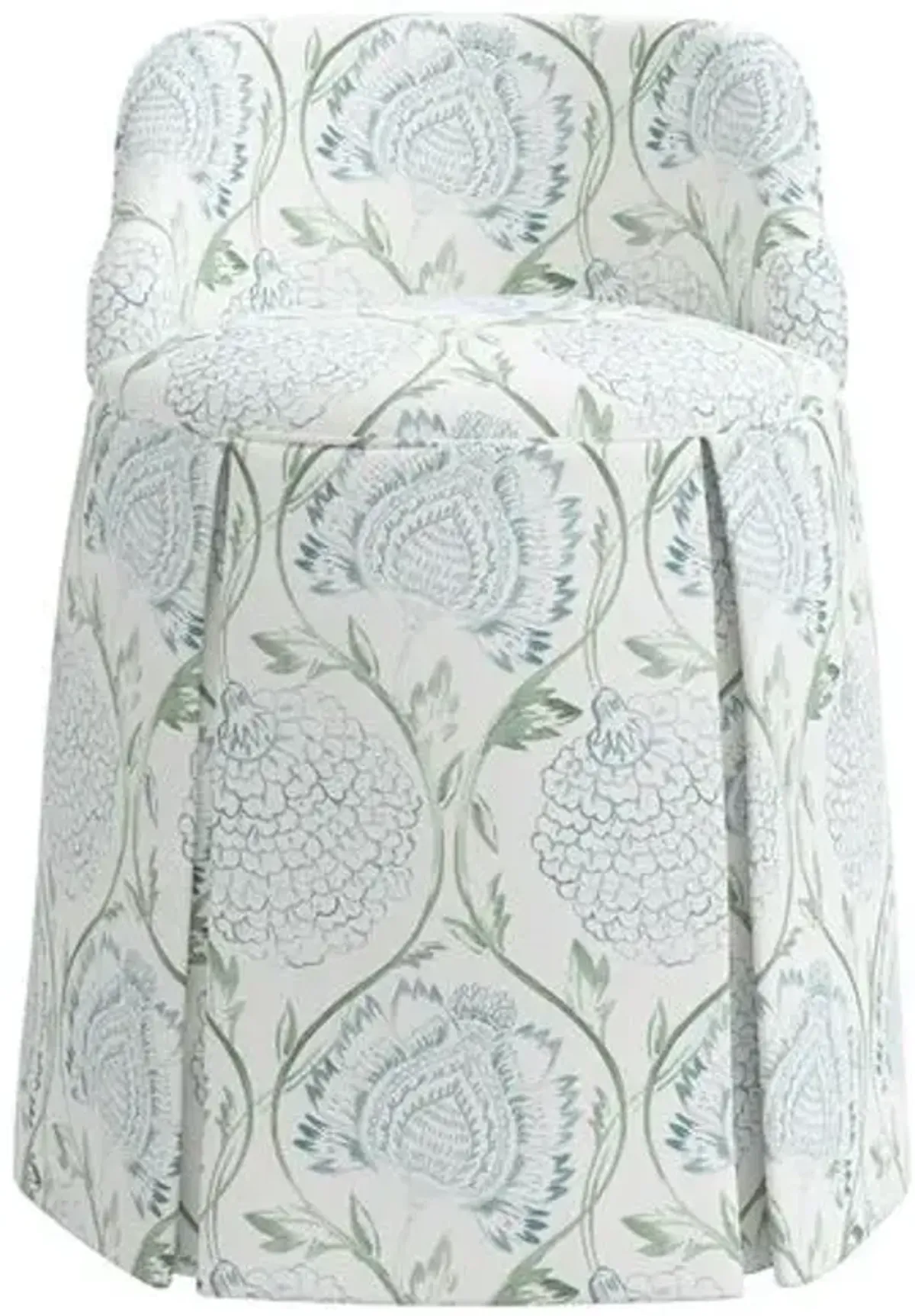 Addie Vanity Stool - Ranjit Floral - Green - Versatile, Comfortable, Functional