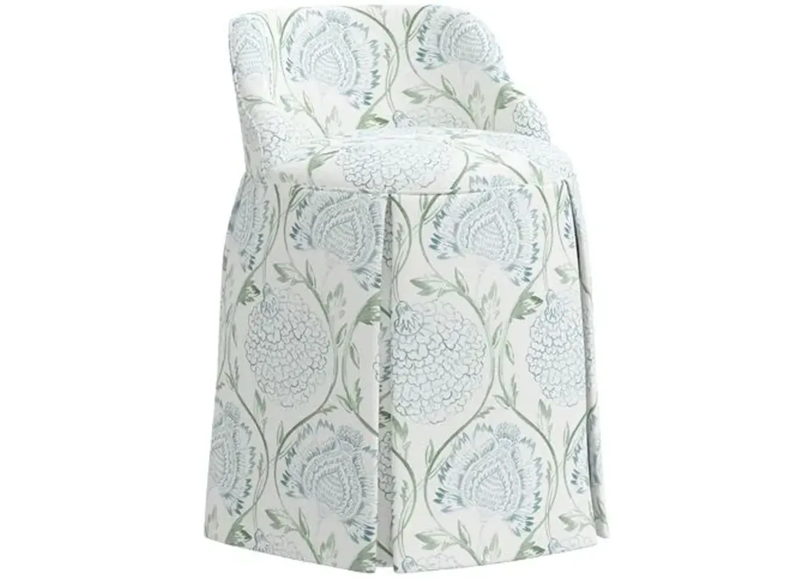 Addie Vanity Stool - Ranjit Floral - Green - Versatile, Comfortable, Functional