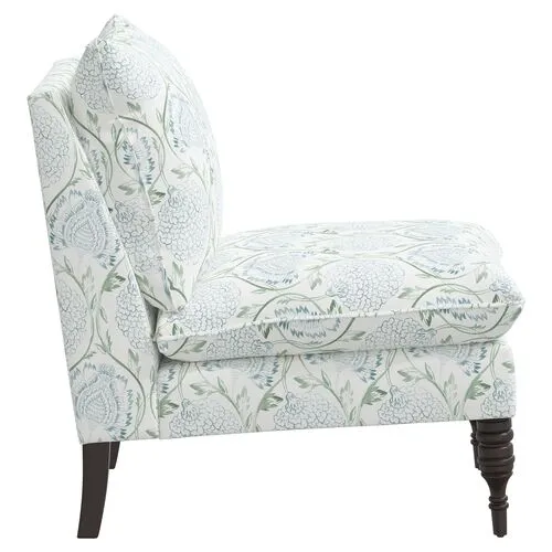Daphne Slipper Chair - Ranjit Floral - Green