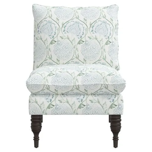 Daphne Slipper Chair - Ranjit Floral - Green