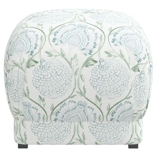 Benton Ottoman - Floral Sage - Cloth & Company - Green