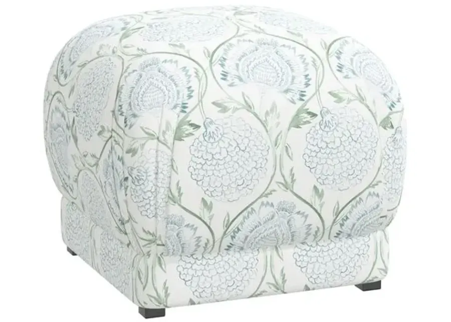 Benton Ottoman - Floral Sage - Cloth & Company - Green