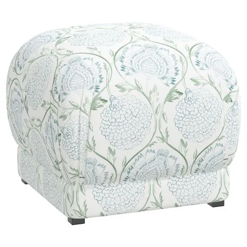 Benton Ottoman - Floral Sage - Cloth & Company - Green