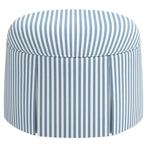 Liza Skirted Ottoman - Blue Stripe