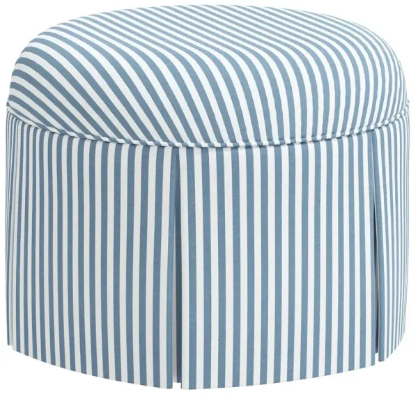 Liza Skirted Ottoman, Blue Stripe