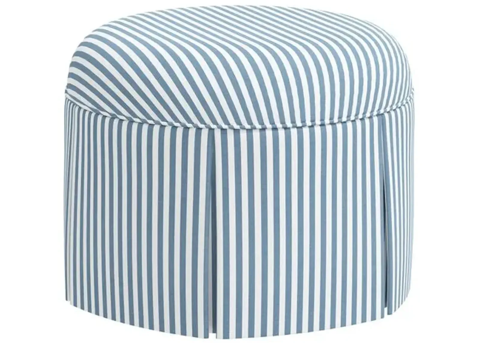 Liza Skirted Ottoman - Blue Stripe