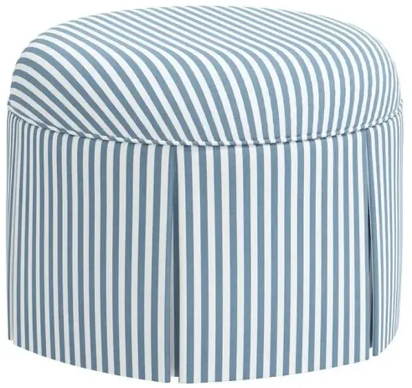 Liza Skirted Ottoman - Blue Stripe