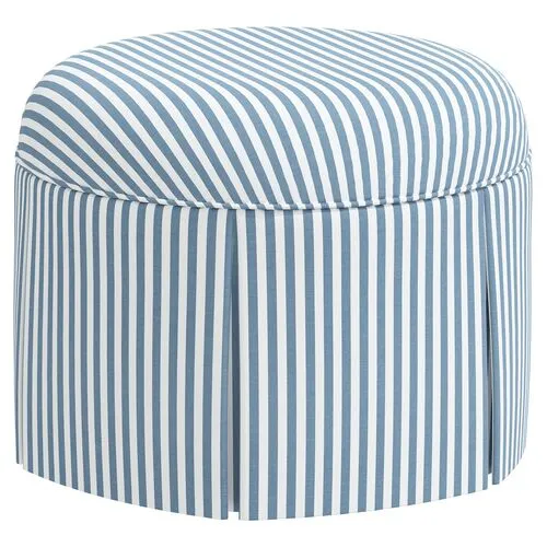 Liza Skirted Ottoman - Blue Stripe