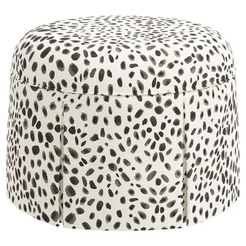 Liza Skirted Ottoman - Gray/White Cheetah