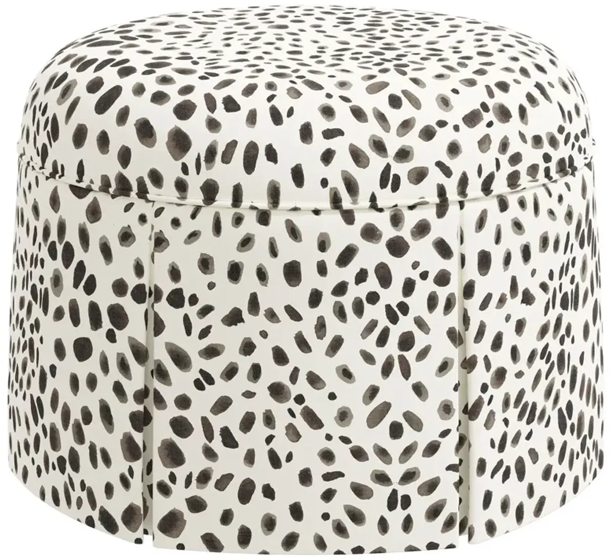 Liza Skirted Ottoman, Gray/White Cheetah