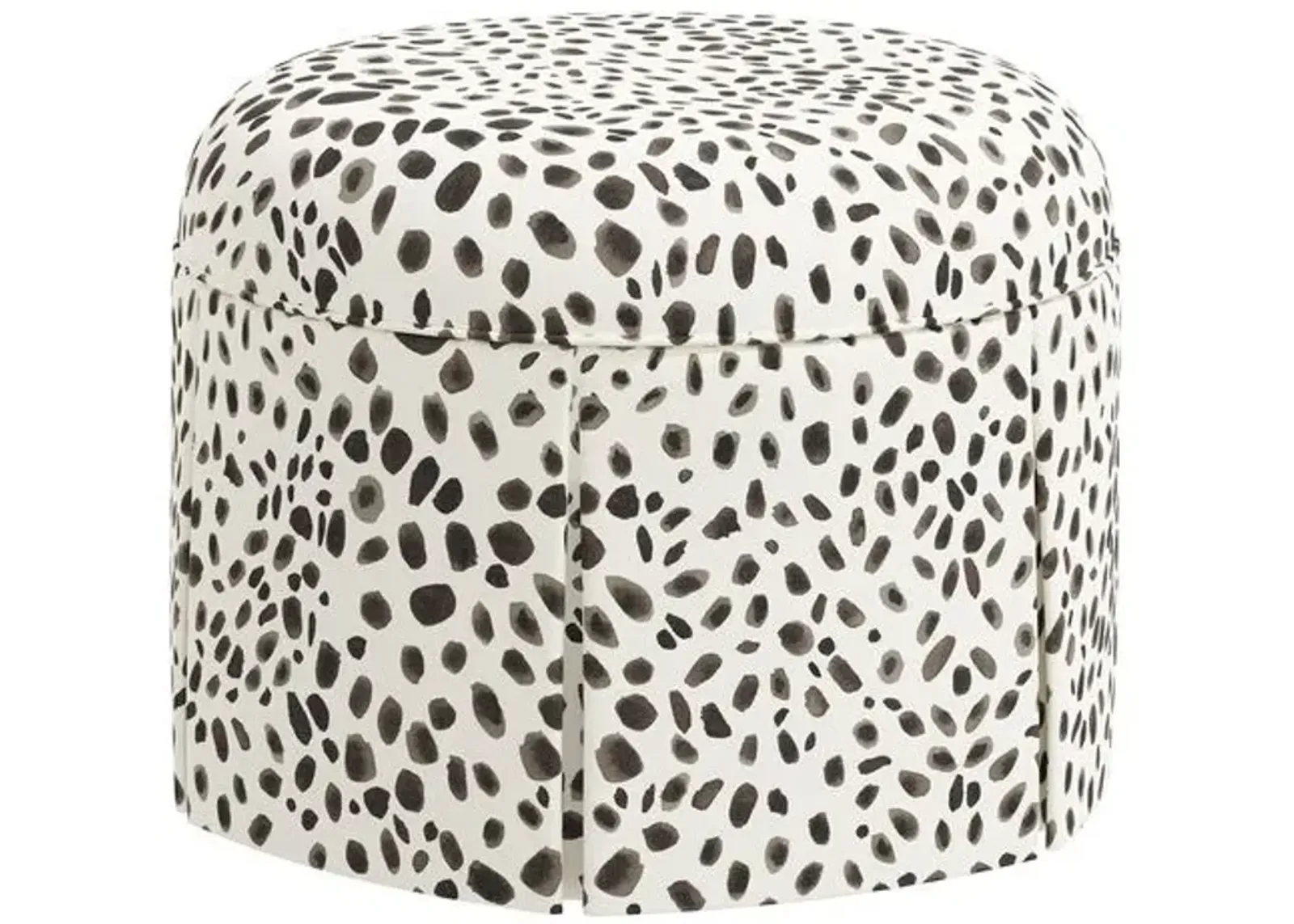 Liza Skirted Ottoman - Gray/White Cheetah