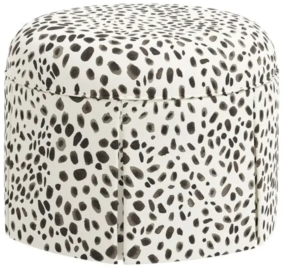 Liza Skirted Ottoman - Gray/White Cheetah