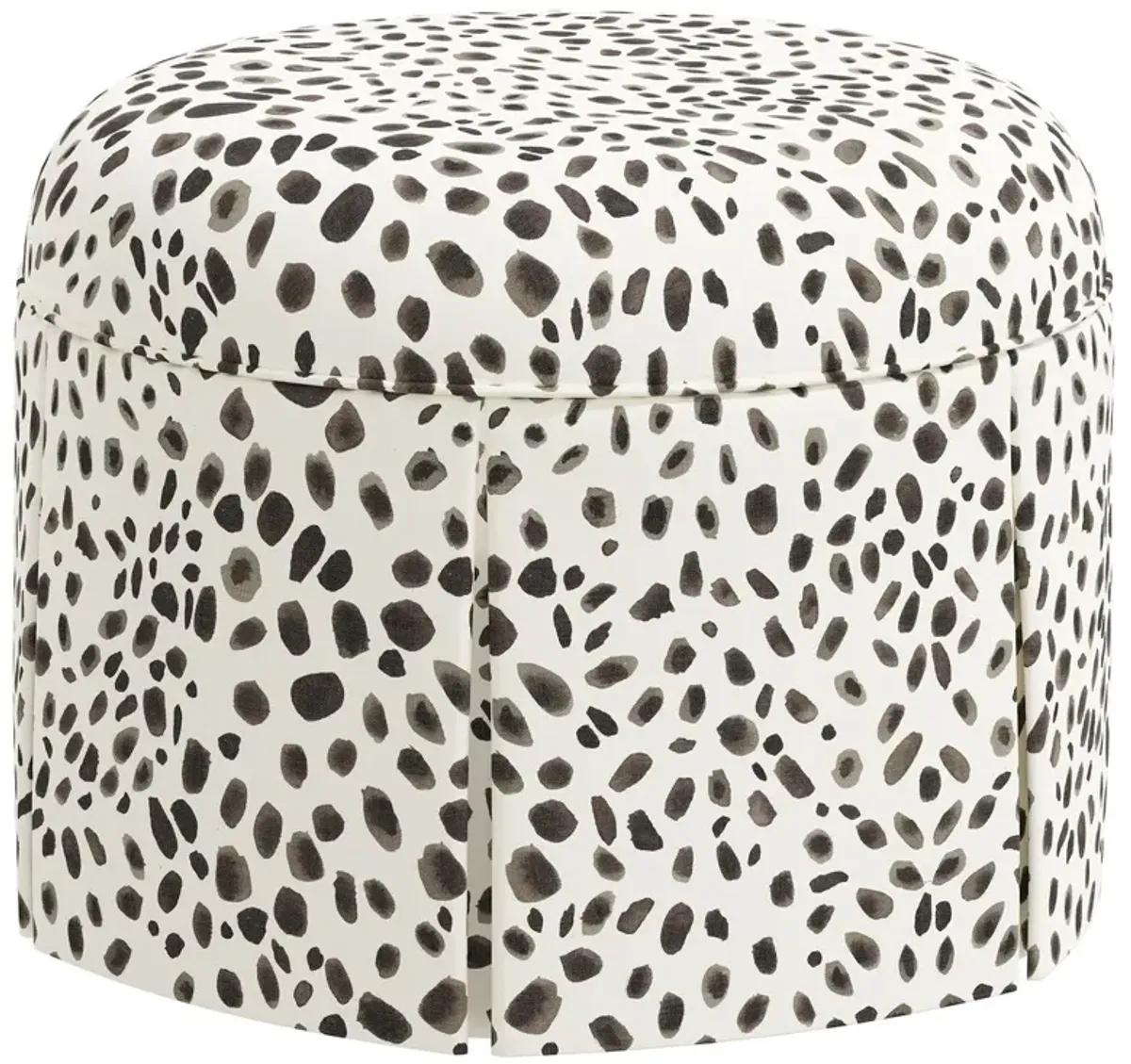 Liza Skirted Ottoman, Gray/White Cheetah