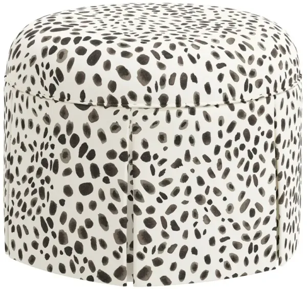 Liza Skirted Ottoman, Gray/White Cheetah