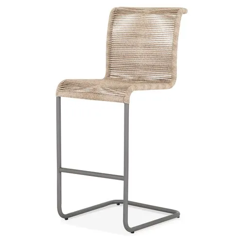 Lucca Outdoor Rope Barstool - Vintage White - Beige