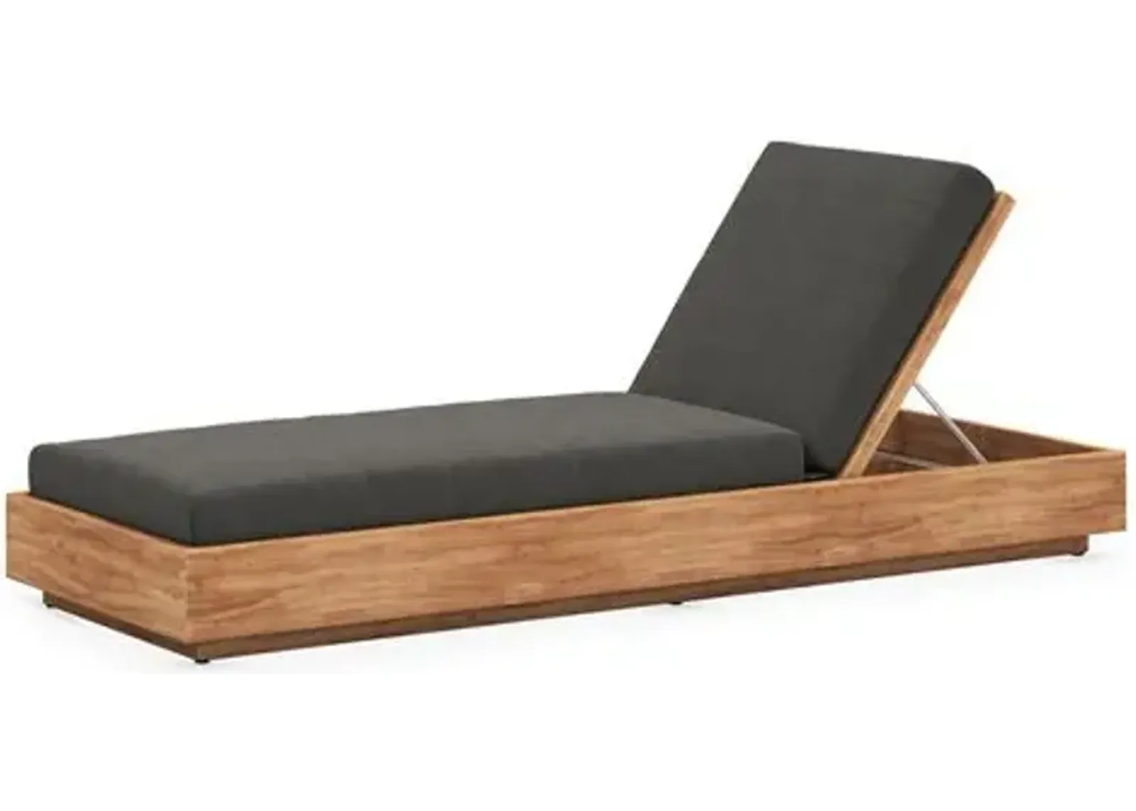 Laney Outdoor Teak Chaise - Charcoal - Gray - Comfortable, Sturdy, Stylish