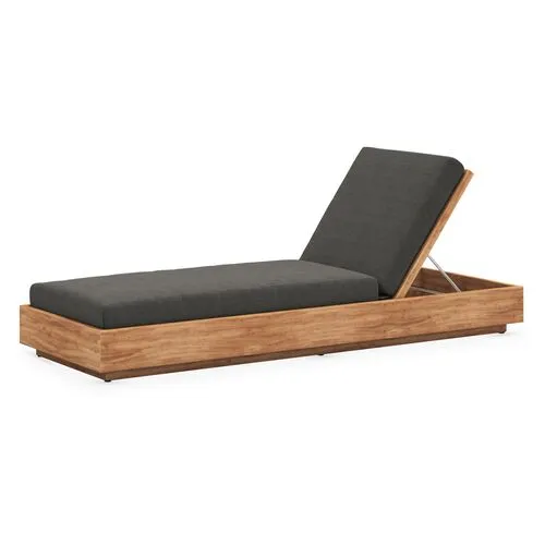 Laney Outdoor Teak Chaise - Charcoal - Gray - Comfortable, Sturdy, Stylish