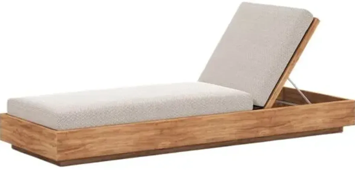 Laney Outdoor Teak Chaise - Faye Sand - Beige - Comfortable, Sturdy, Stylish