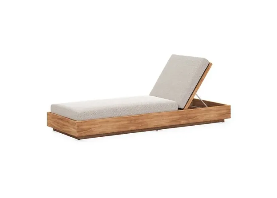 Laney Outdoor Teak Chaise - Faye Sand - Beige - Comfortable, Sturdy, Stylish