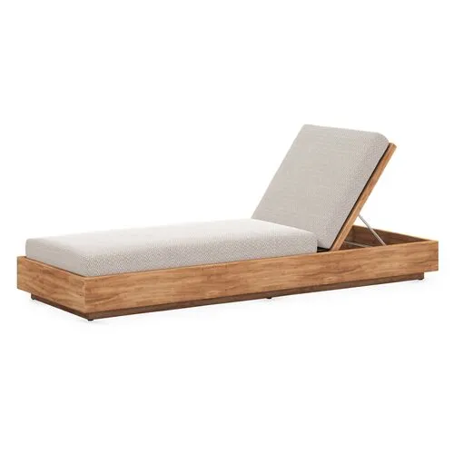 Laney Outdoor Teak Chaise - Faye Sand - Beige - Comfortable, Sturdy, Stylish