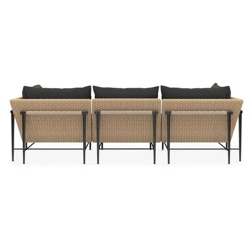 Cara Outdoor 3-Pc Sectional - Natural/Charcoal - Black