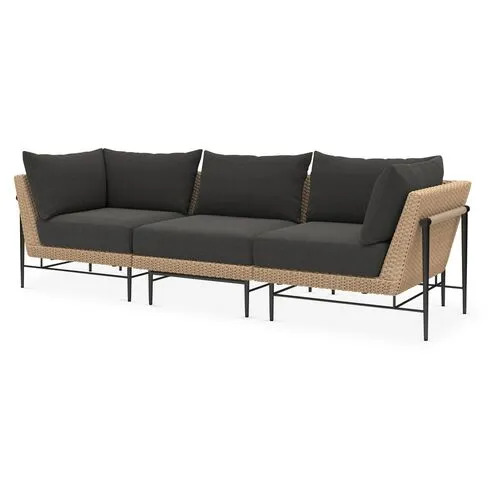 Cara Outdoor 3-Pc Sectional - Natural/Charcoal - Black