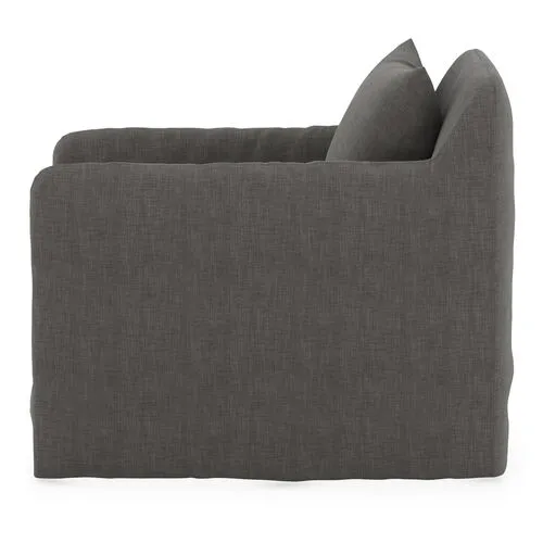 Bates Outdoor Slipcover Swivel Chair - Charcoal