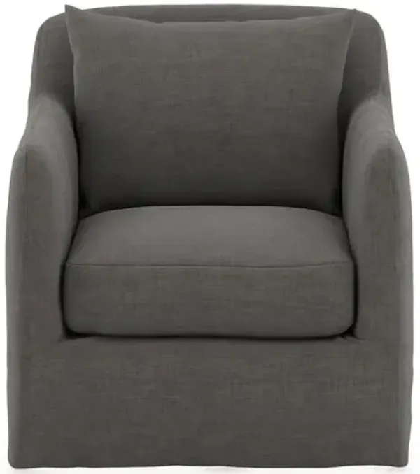 Bates Outdoor Slipcover Swivel Chair - Charcoal