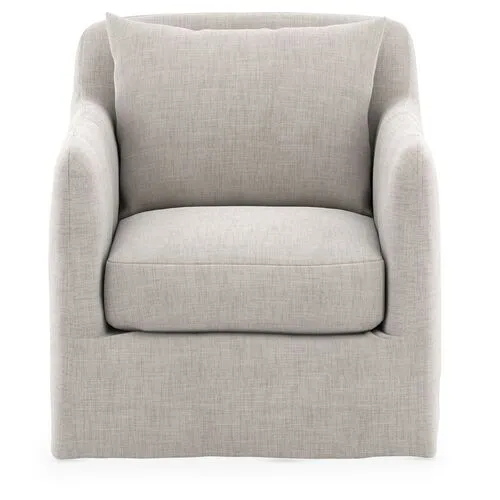 Bates Outdoor Slipcover Swivel Chair - Stone Gray