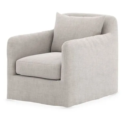 Bates Outdoor Slipcover Swivel Chair - Stone Gray