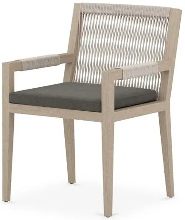 Gabbi Outdoor Dining Chair - Washed Brown/Charcoal - Gray