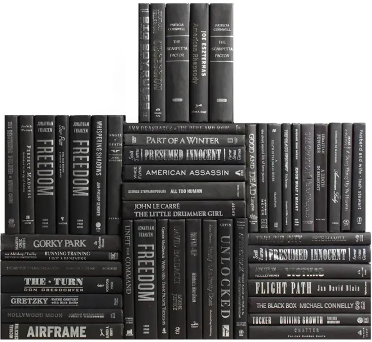 Set of 50 Decorative Book Wall, Onyx/Silver