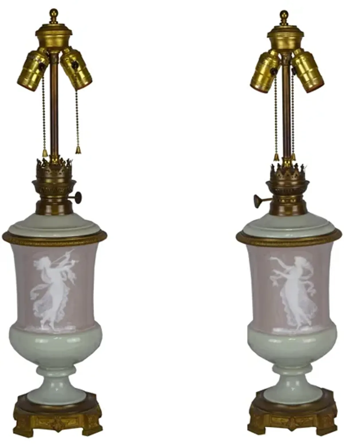 19th C Neoclassical Påte Sur Påte Lamps - Antiquarian Art Company