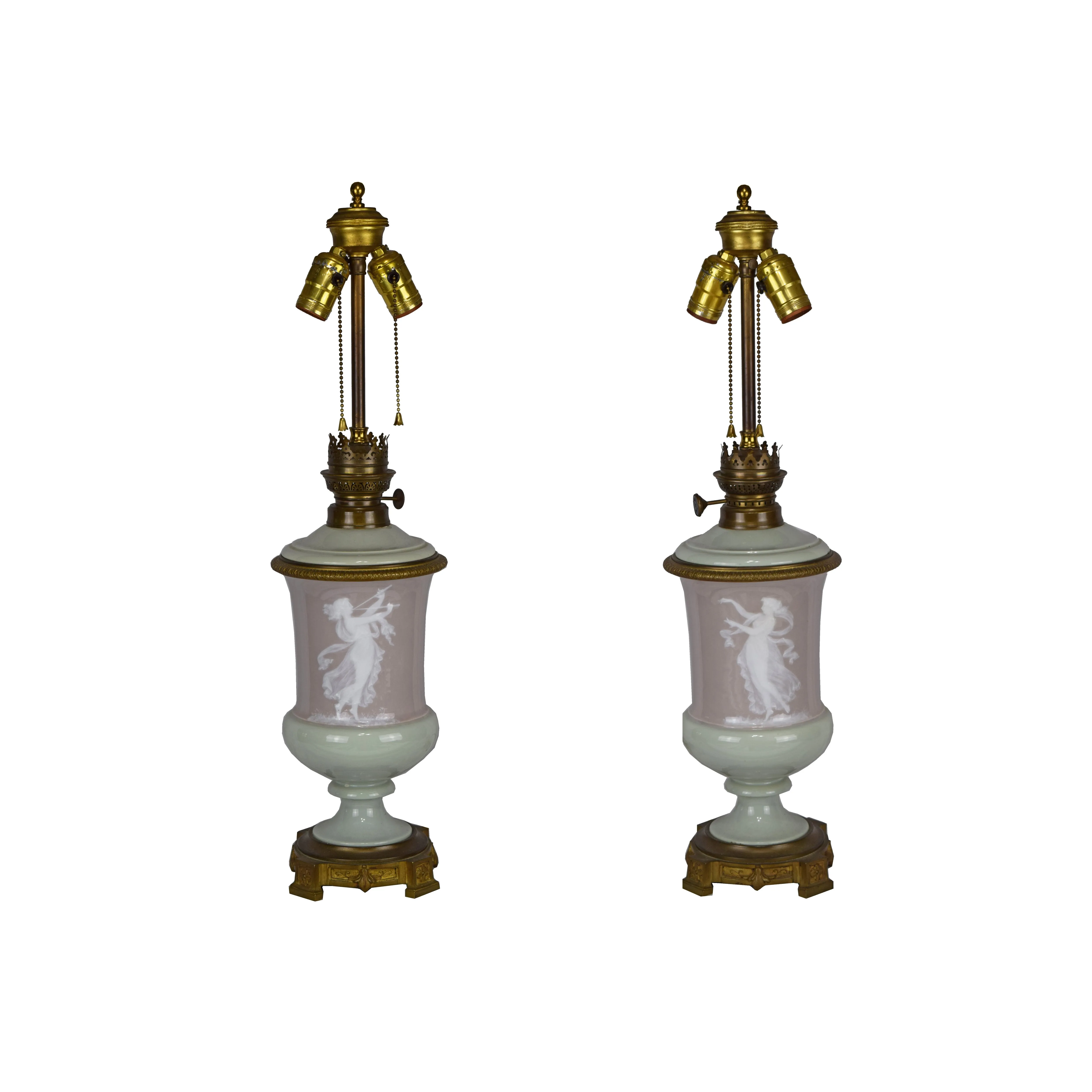 19th C Neoclassical P te Sur Påte Lamps - Antiquarian Art Company