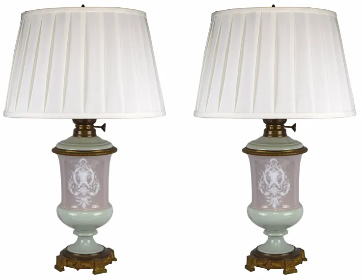 19th C Neoclassical P te Sur P te Lamps - Antiquarian Art Company