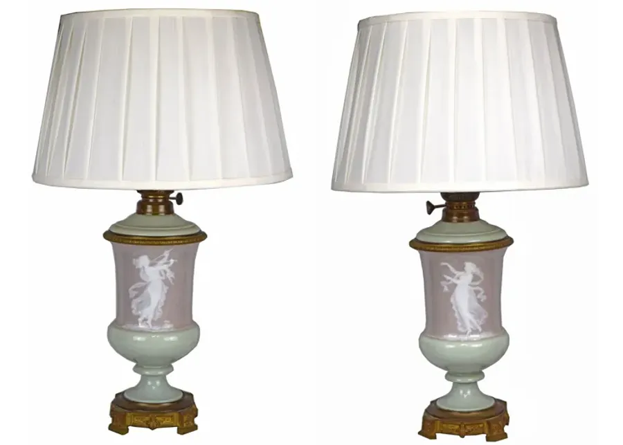 19th C Neoclassical P te Sur P te Lamps - Antiquarian Art Company