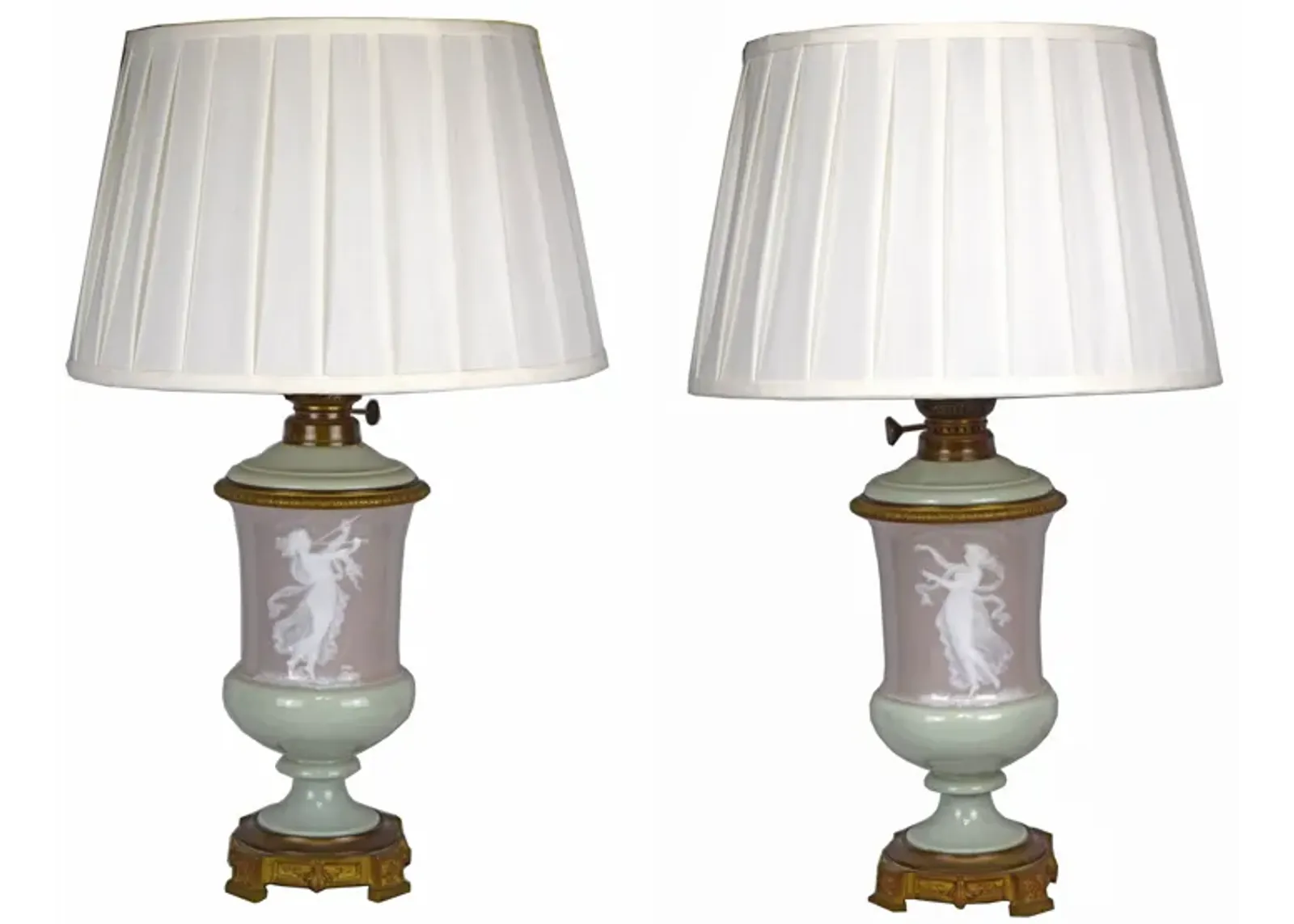 19th C Neoclassical P te Sur Påte Lamps - Antiquarian Art Company