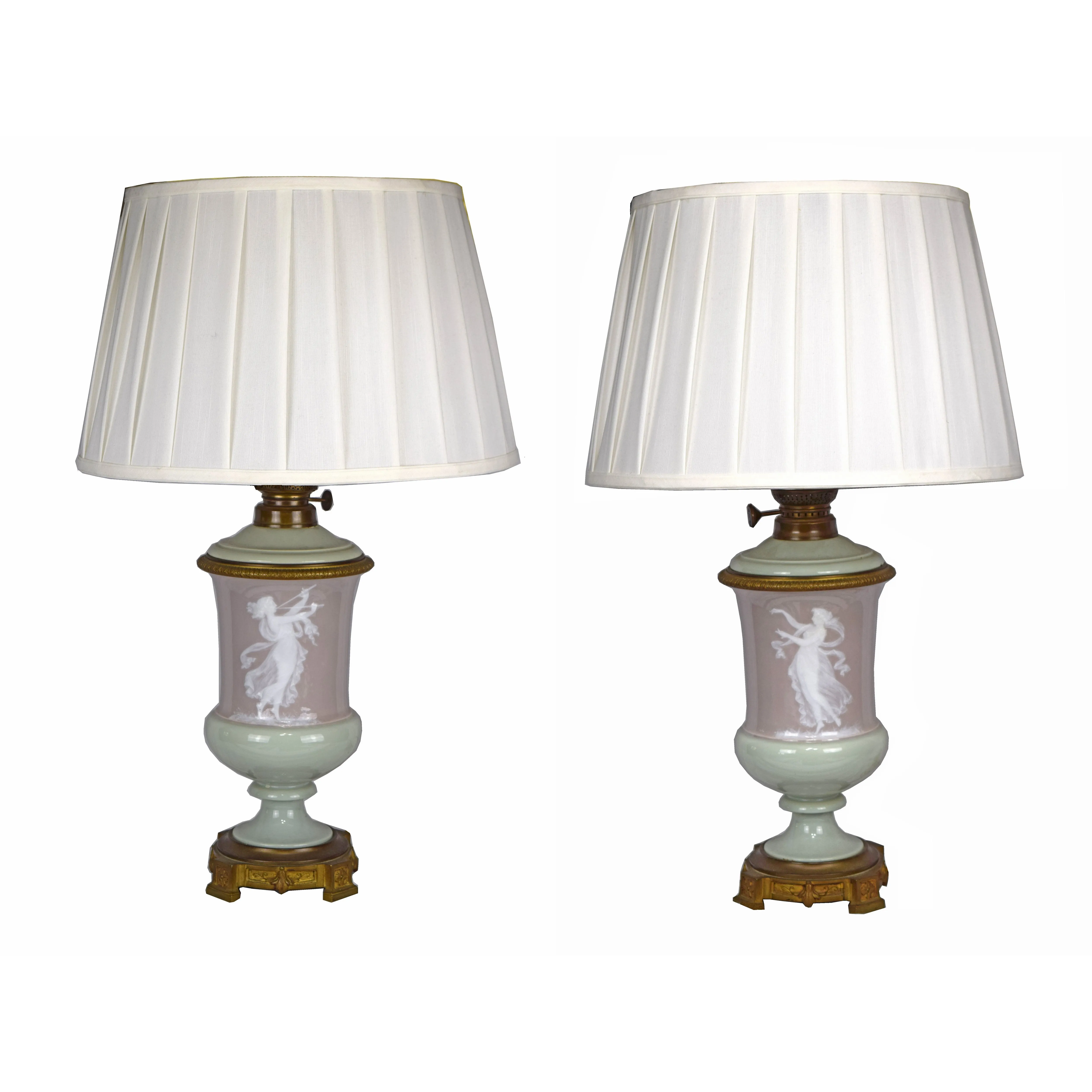 19th C Neoclassical P te Sur P te Lamps - Antiquarian Art Company