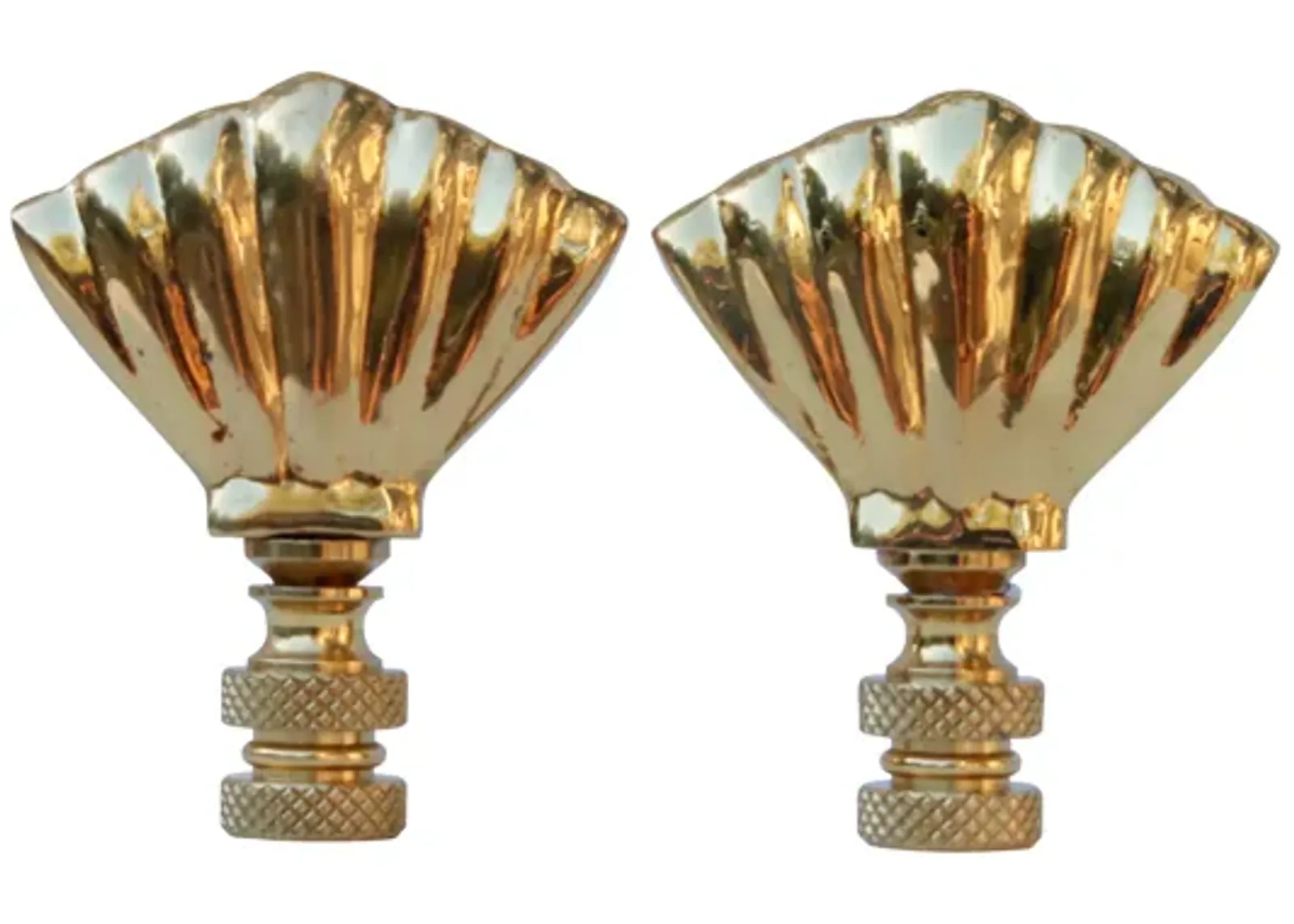 Brass Shell Lamp Finials - a Pair By Interesting Things - Gold - Fits a standard size lamp harp