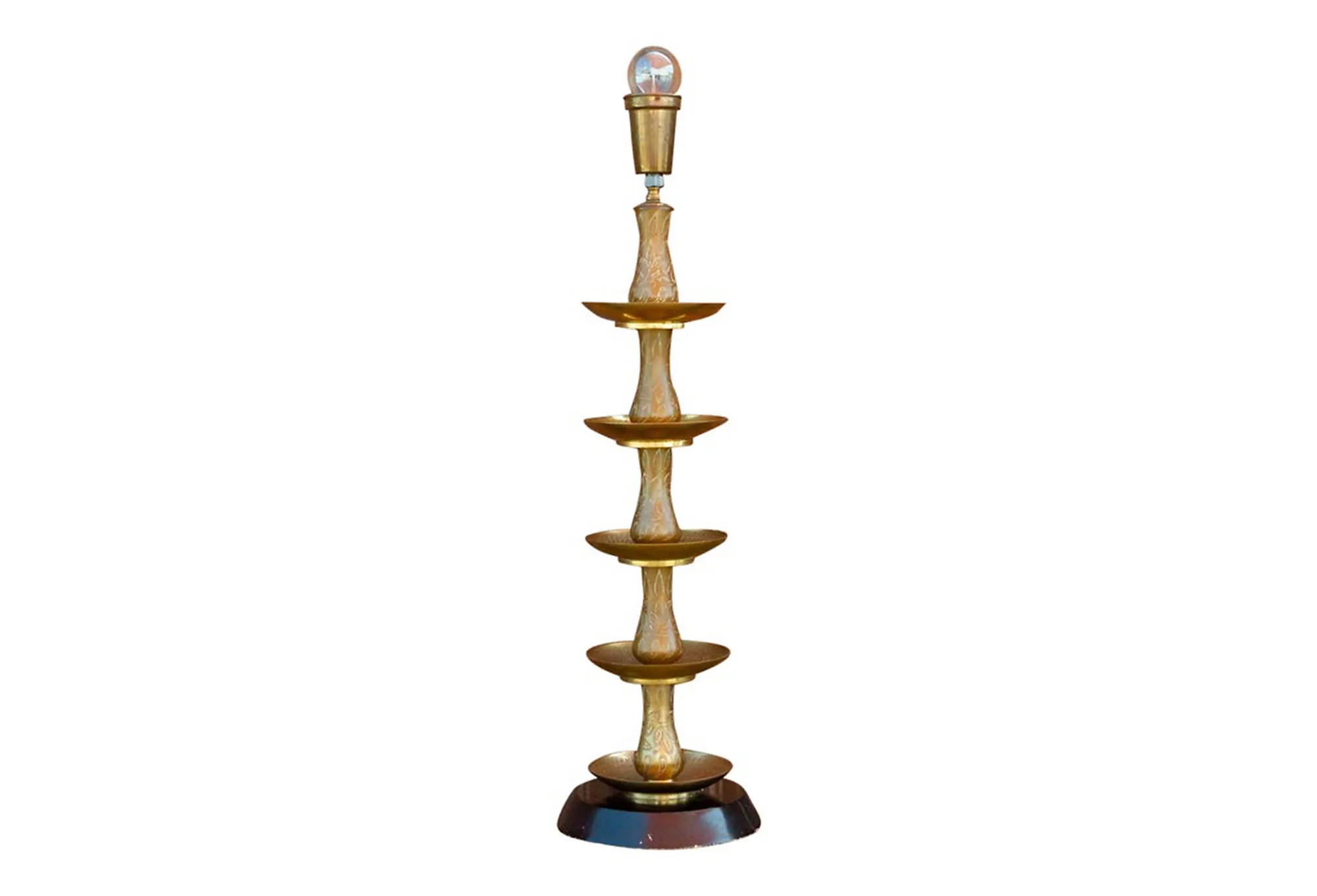 Royal Kashmiri Engraved Brass Lamp - de-cor