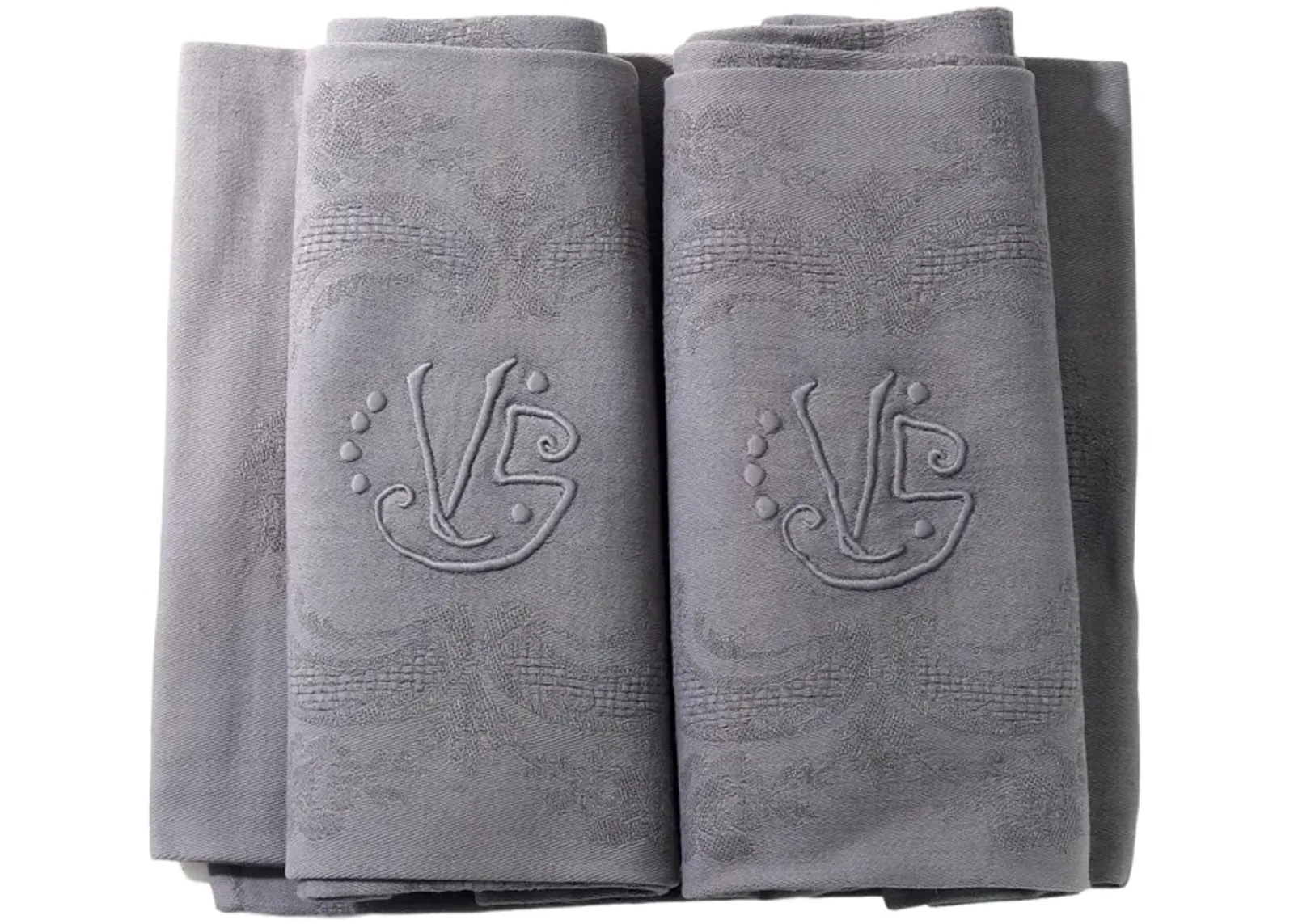 1920s Art Deco "V S" Dinner Napkins,Set of 10 - New England Mercantile - Gray