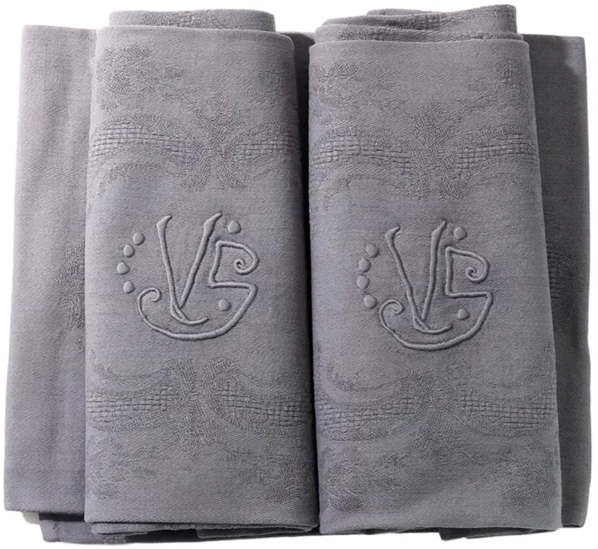 1920s Art Deco "V S" Dinner Napkins,Set of 10 - New England Mercantile - Gray