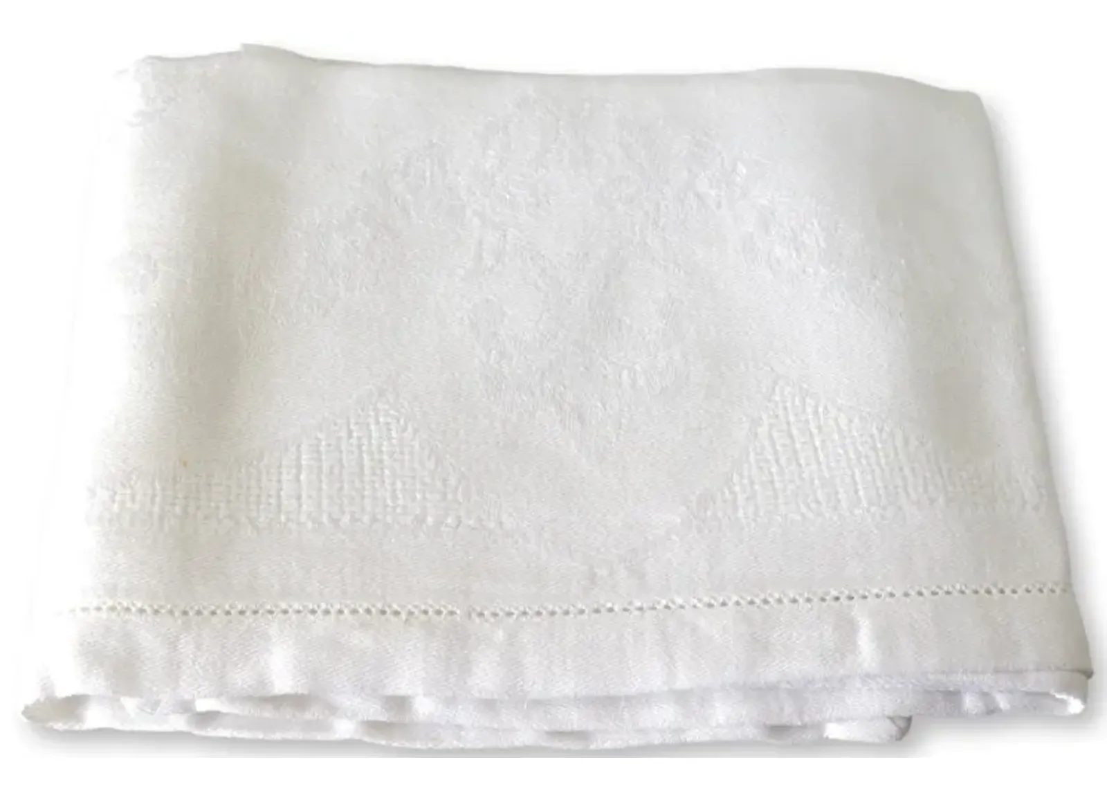 1920s French Linen Damask Napkins - Set of 9 - New England Mercantile - White