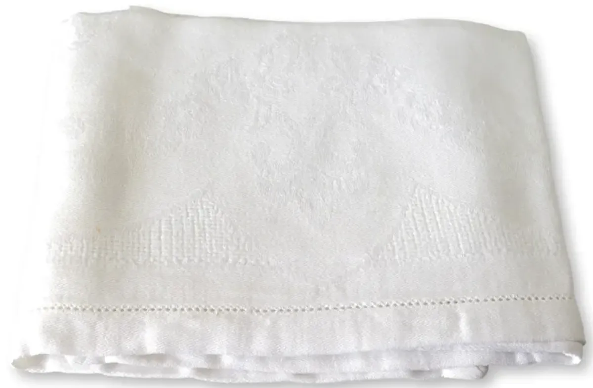 1920s French Linen Damask Napkins - Set of 9 - New England Mercantile - White