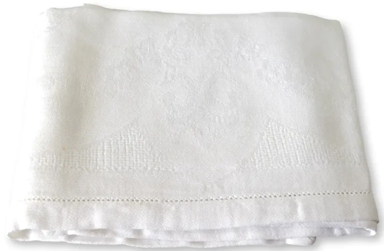 1920s French Linen Damask Napkins - Set of 9 - New England Mercantile - White