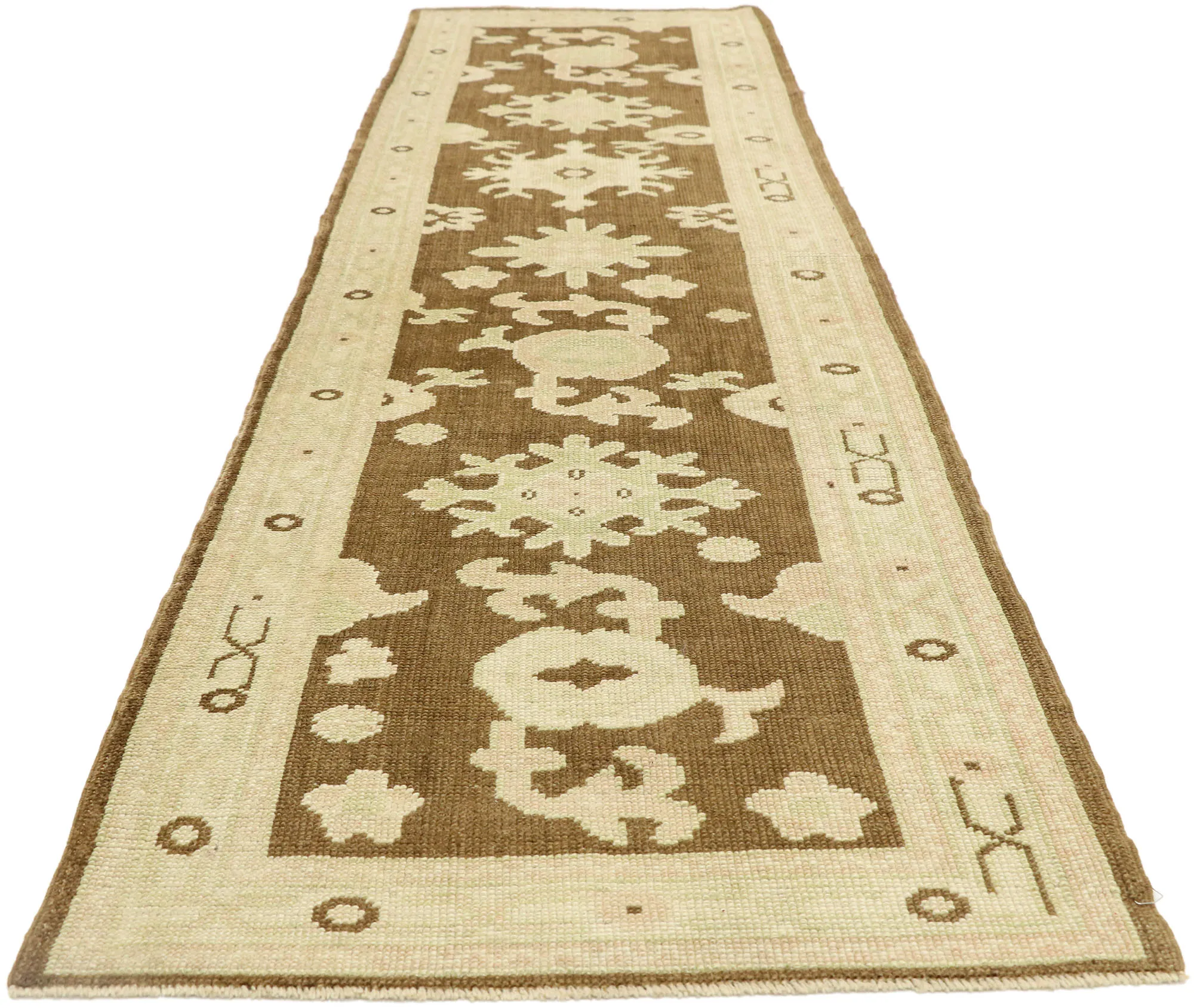 Turkish Oushak Runner - 2'08 x 10'06 - Esmaili Rugs & Antiques - Brown - Brown