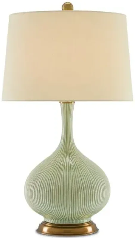 Cait Table Lamp - Green/Brass - Currey & Company