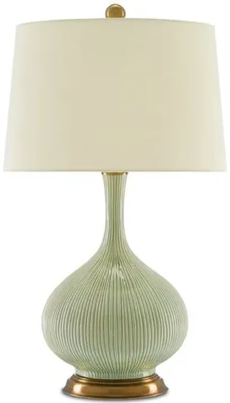 Cait Table Lamp - Green/Brass - Currey & Company